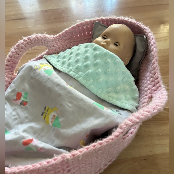Handmade Baby Doll Carrier with Matching Pillow & Minky Blanket x 2 - Picture 15 of 15